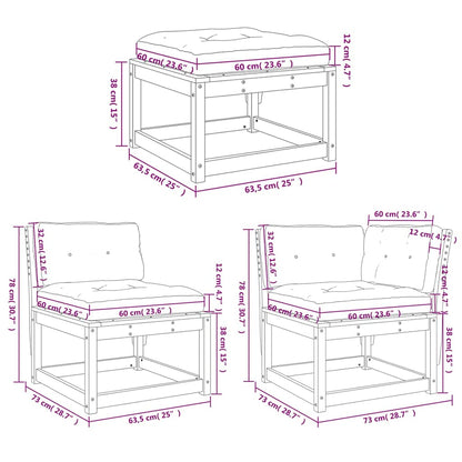 Set Salotto Giardino 7pz con Cuscini Bianco Legno Massello Pino | homemem39
