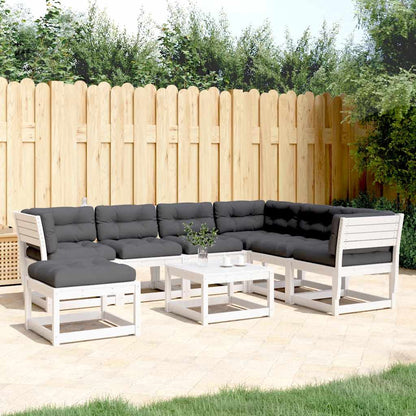 Set Salotto Giardino 7pz con Cuscini Bianco Legno Massello Pino | homemem39