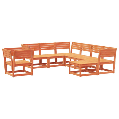 Set Salotto da Giardino 8 pz Marrone Cera Legno Massello Pino - homemem39