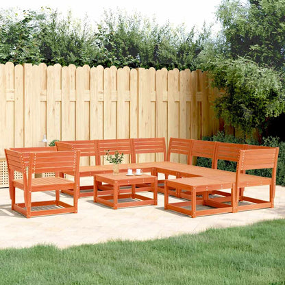 Set Salotto da Giardino 8 pz Marrone Cera Legno Massello Pino | homemem39