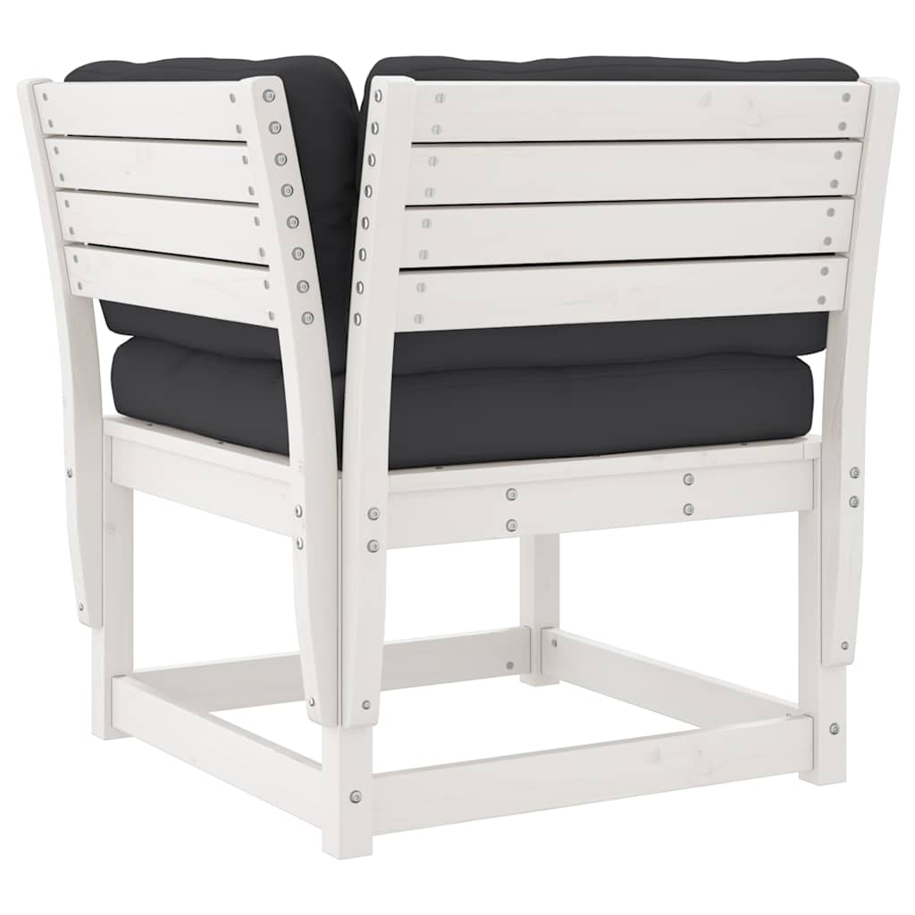Set Salotto Giardino 8pz con Cuscini Bianco Legno Massello Pino | homemem39