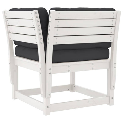 Set Salotto Giardino 8pz con Cuscini Bianco Legno Massello Pino | homemem39