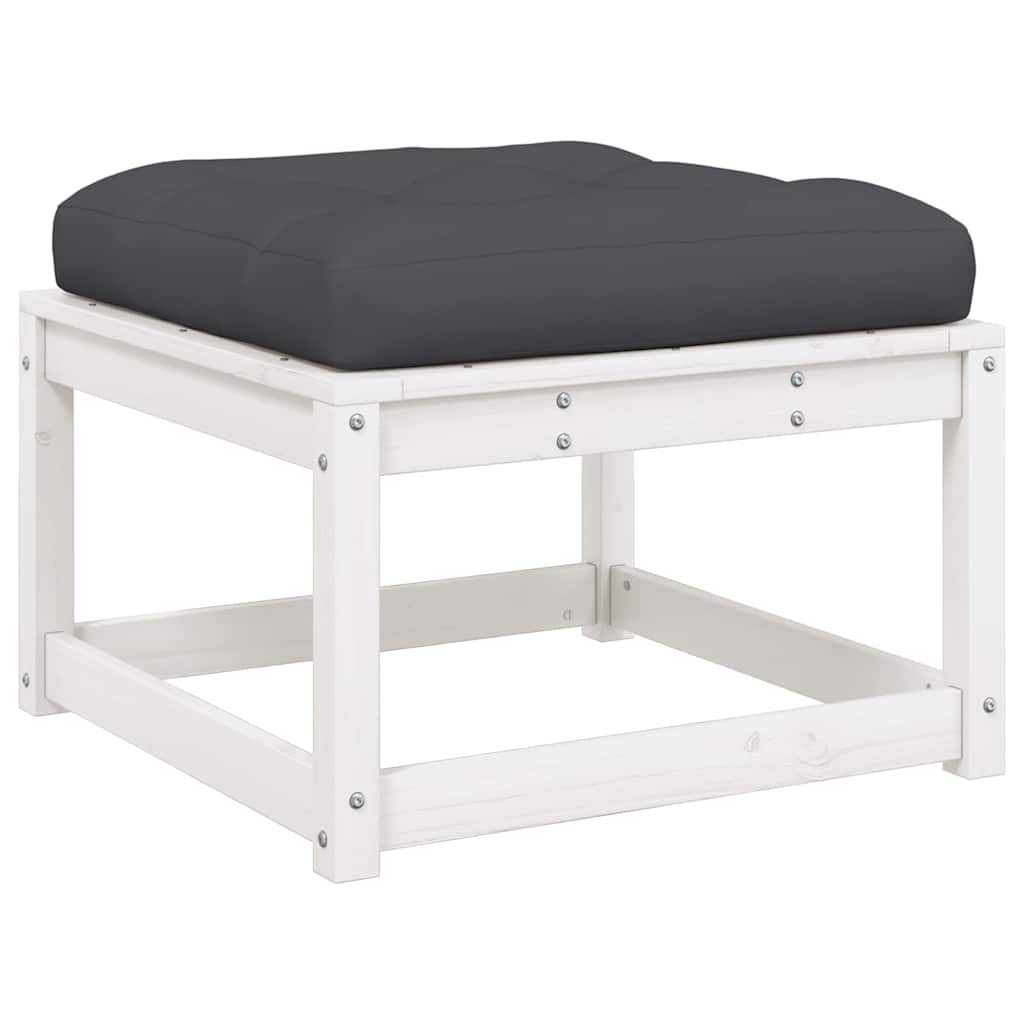 Set Salotto Giardino 8pz con Cuscini Bianco Legno Massello Pino | homemem39