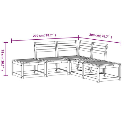 Set Divani da Giardino 5 pz Marrone Cera Legno Massello Pino