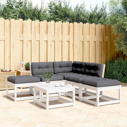 Set Divani Giardino 5pz con Cuscini Bianco Legno Massello Pino - homemem39