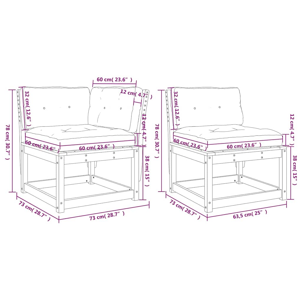 Set Divani Giardino 5pz con Cuscini Bianco Legno Massello Pino | homemem39