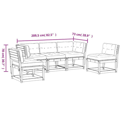 Set Divani Giardino 5pz con Cuscini Bianco Legno Massello Pino | homemem39