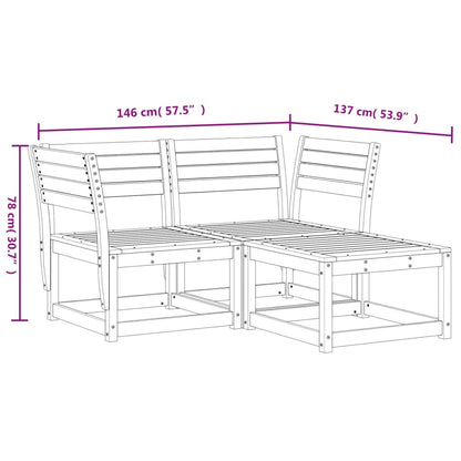 Set Divani da Giardino 3 pz Marrone Cera Legno Massello Pino - homemem39