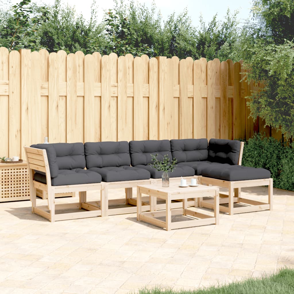 Set Divani Giardino 5 pz con Cuscini in Legno Massello di Pino - homemem39