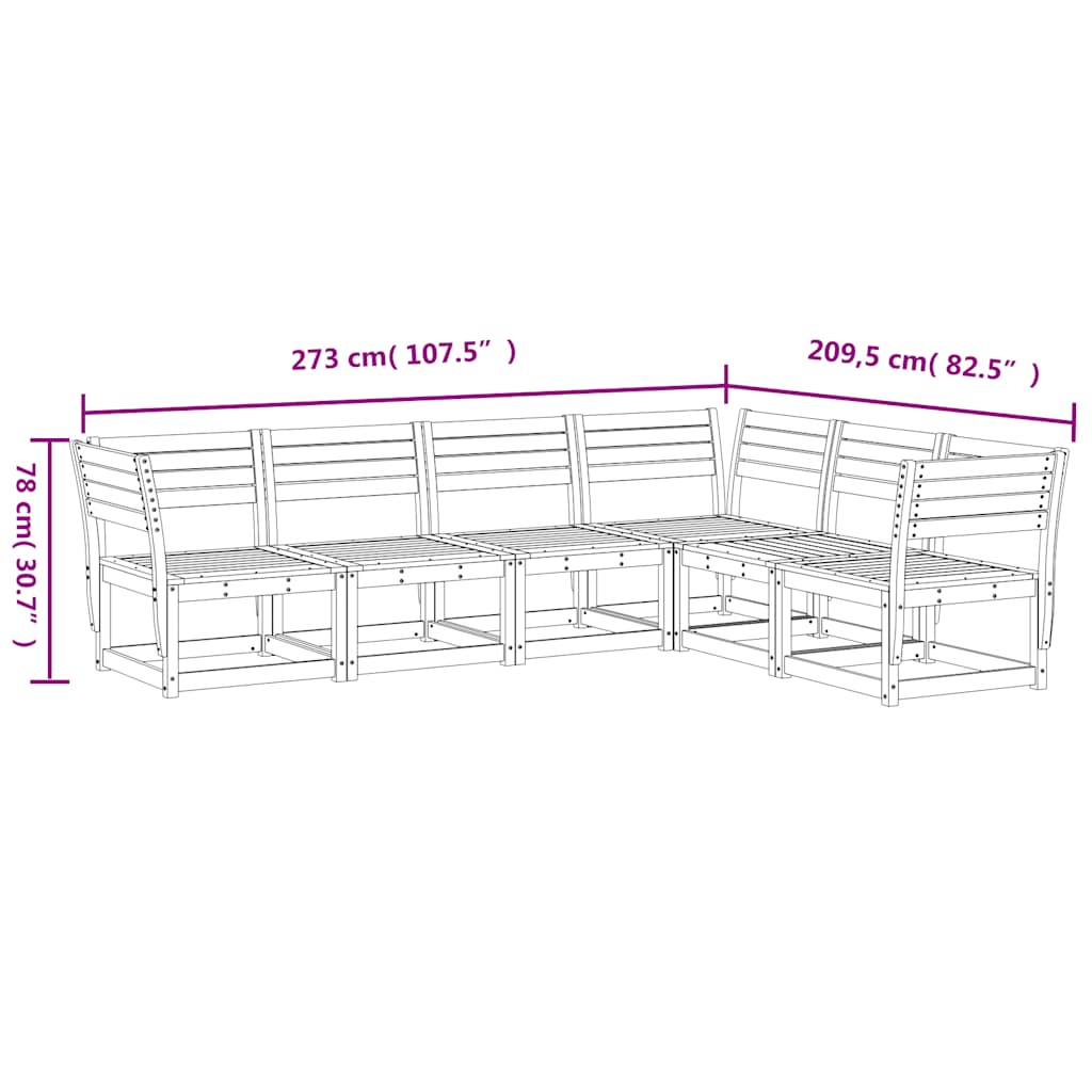 Set Divani da Giardino 6 pz Bianco in Legno Massello di Pino | homemem39