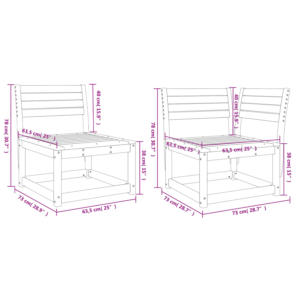 Set Divani da Giardino 6 pz Bianco in Legno Massello di Pino | homemem39