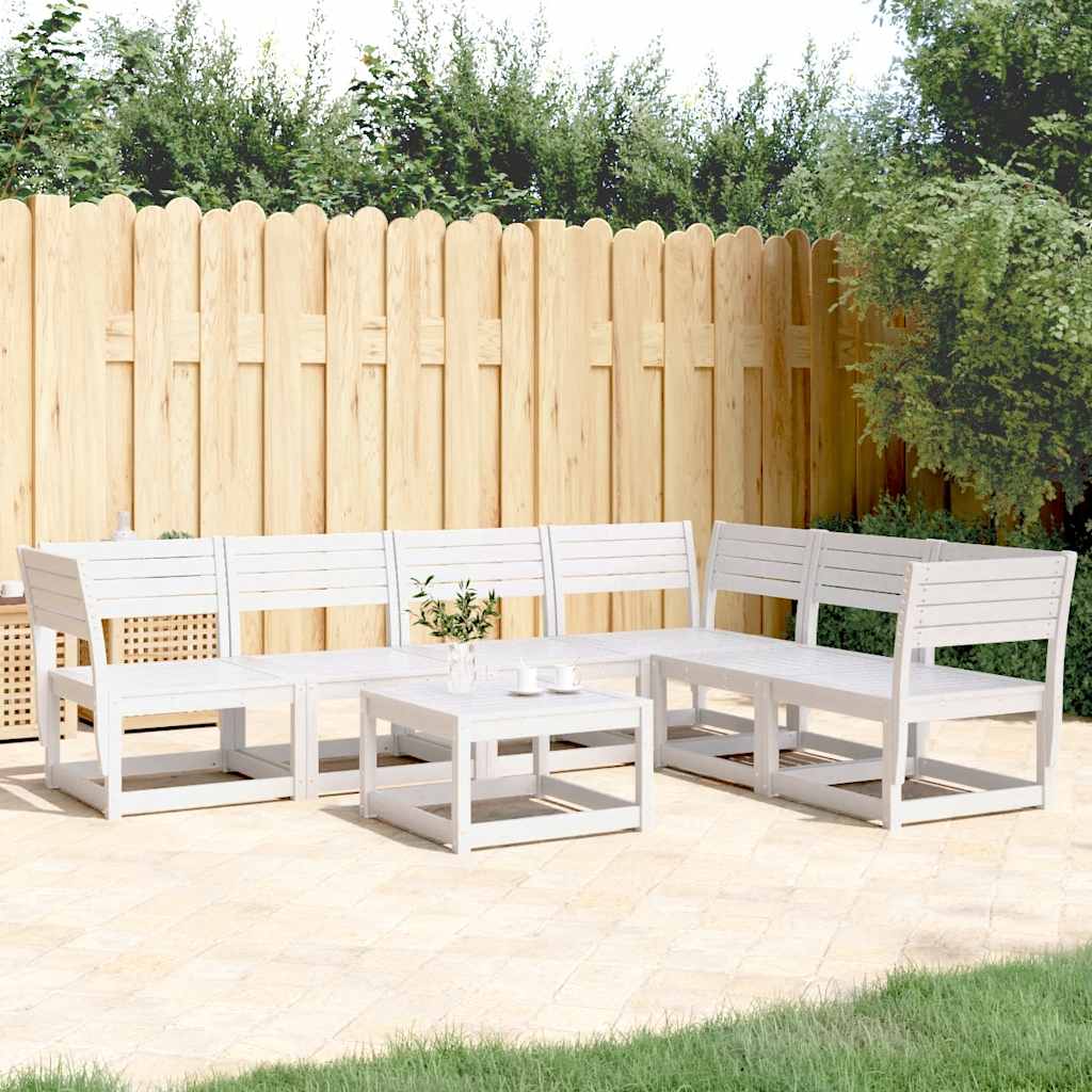 Set Divani da Giardino 6 pz Bianco in Legno Massello di Pino | homemem39
