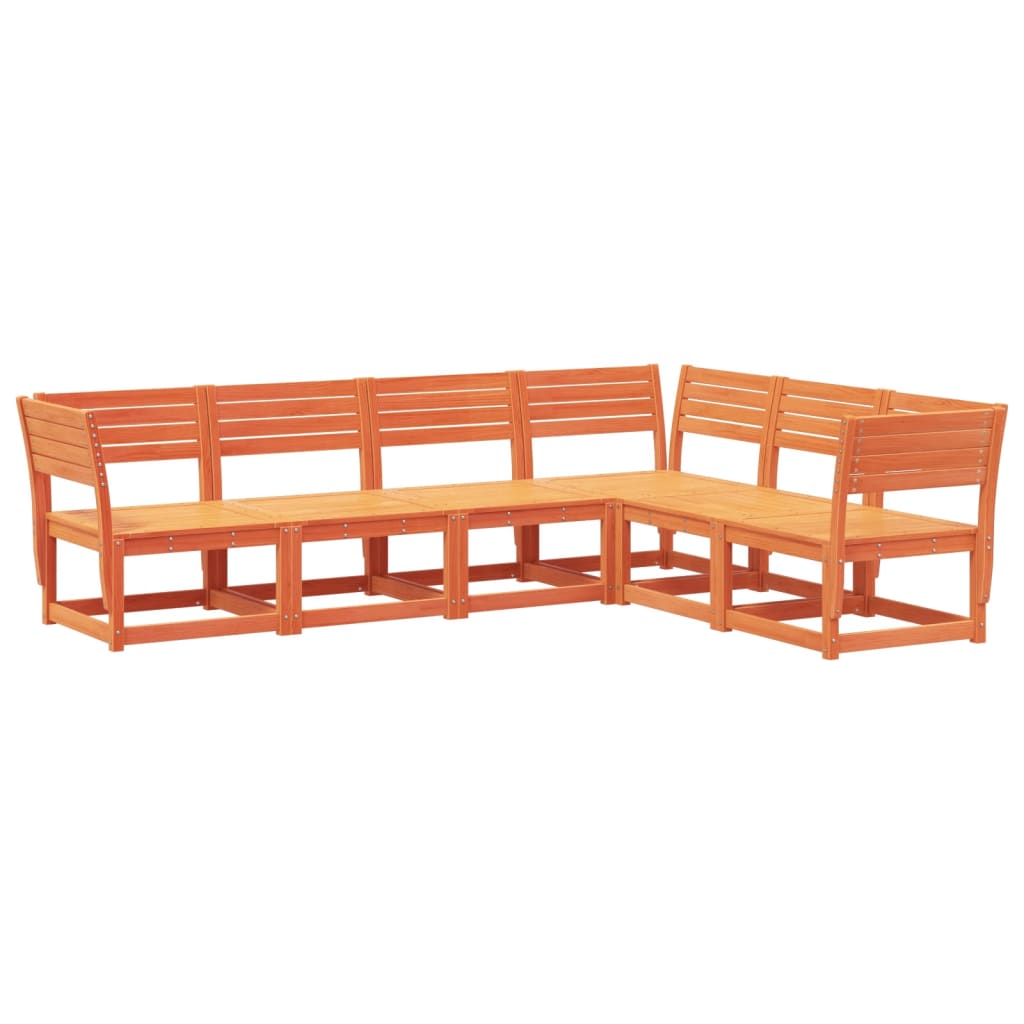 Set Divani da Giardino 6 pz Marrone Cera Legno Massello Pino - homemem39