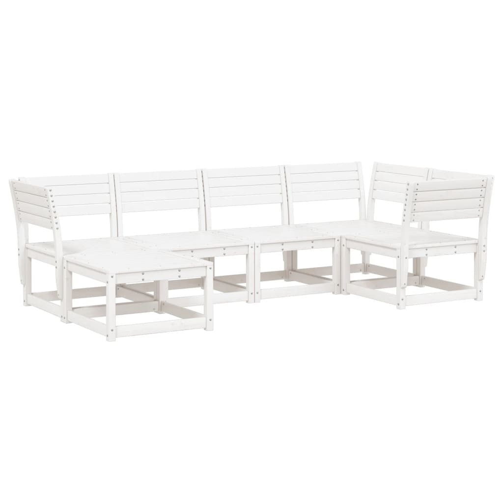 Set Divani da Giardino 6 pz Bianco in Legno Massello di Pino - homemem39