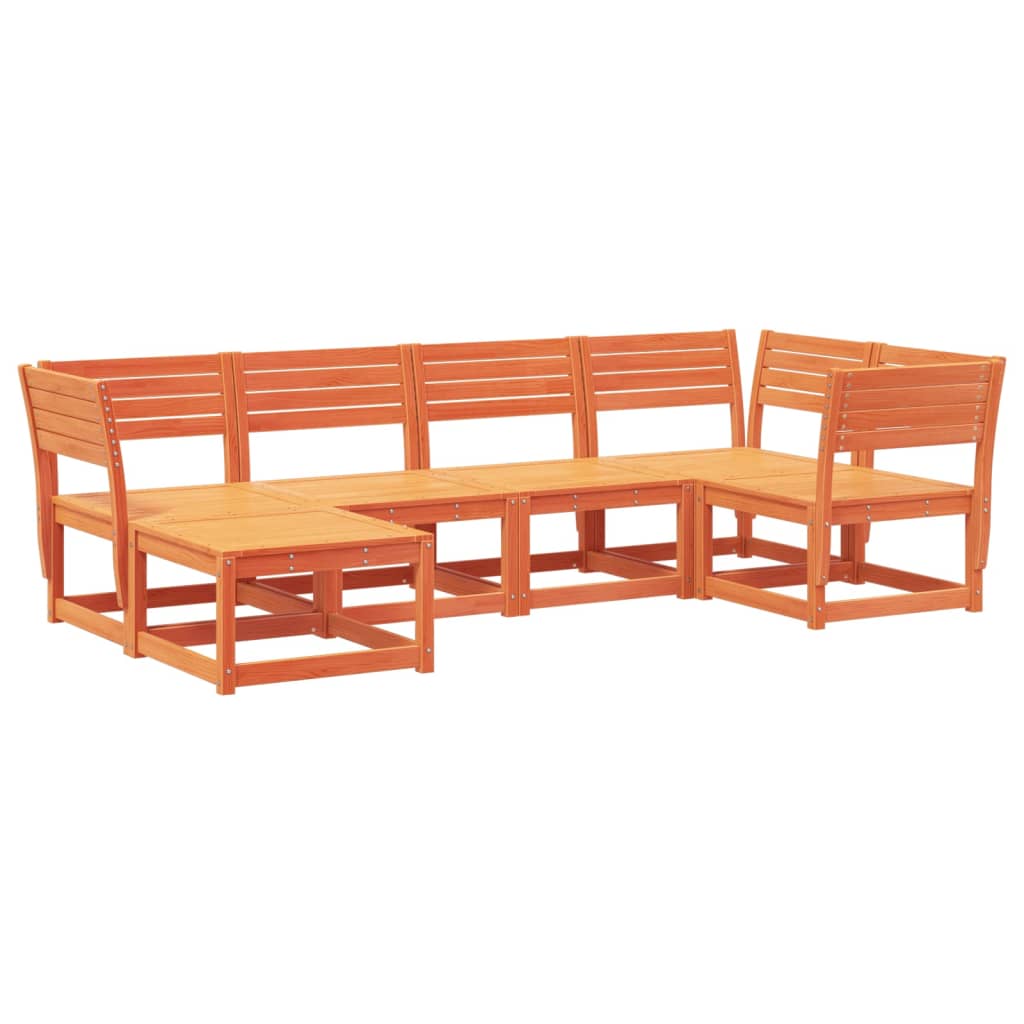 Set Divani da Giardino 6 pz Marrone Cera Legno Massello Pino - homemem39