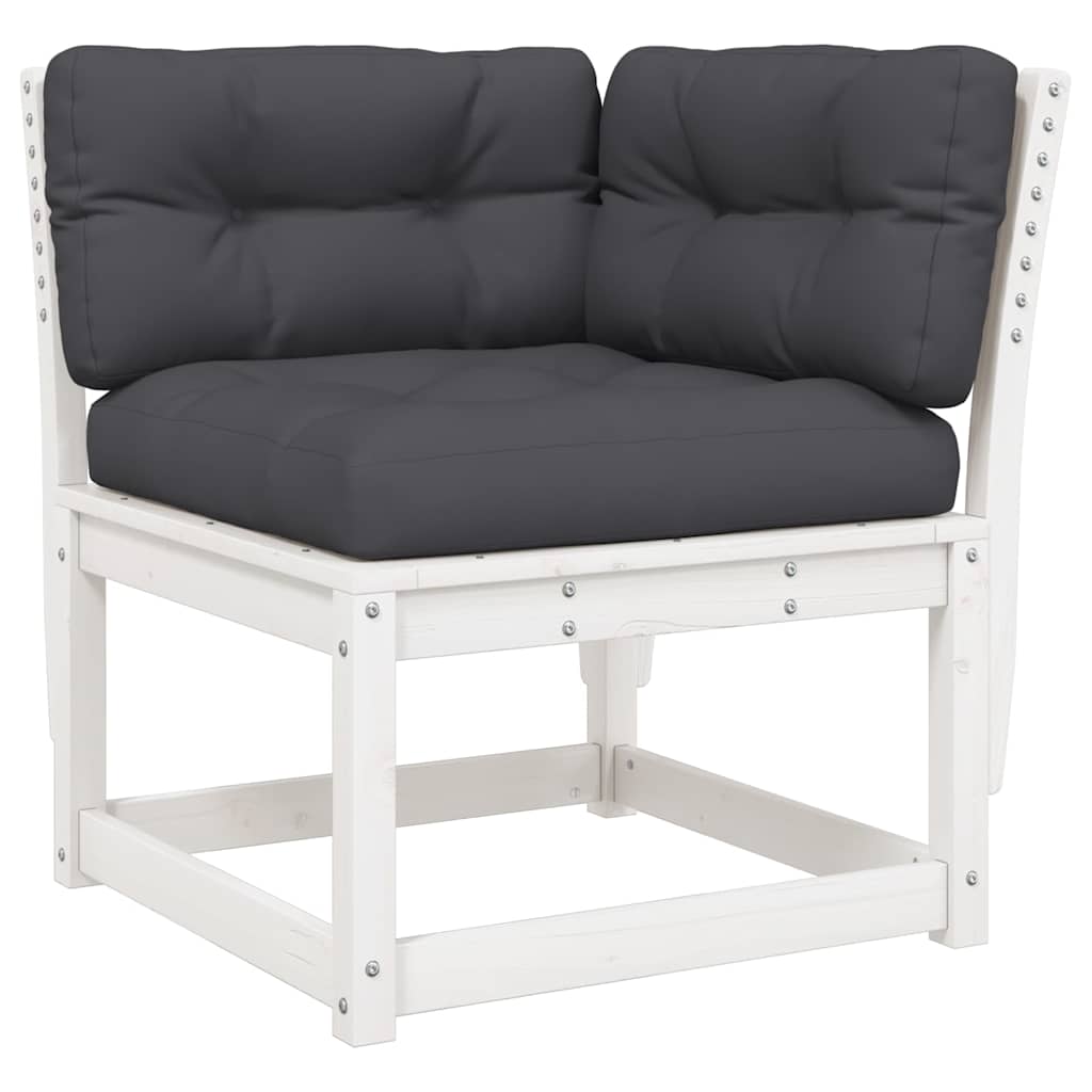 Set Divani Giardino 6pz con Cuscini Bianco Legno Massello Pino | homemem39