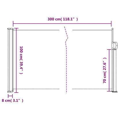 Tenda da Sole Laterale Retrattile Nera 100x300 cm | homemem39