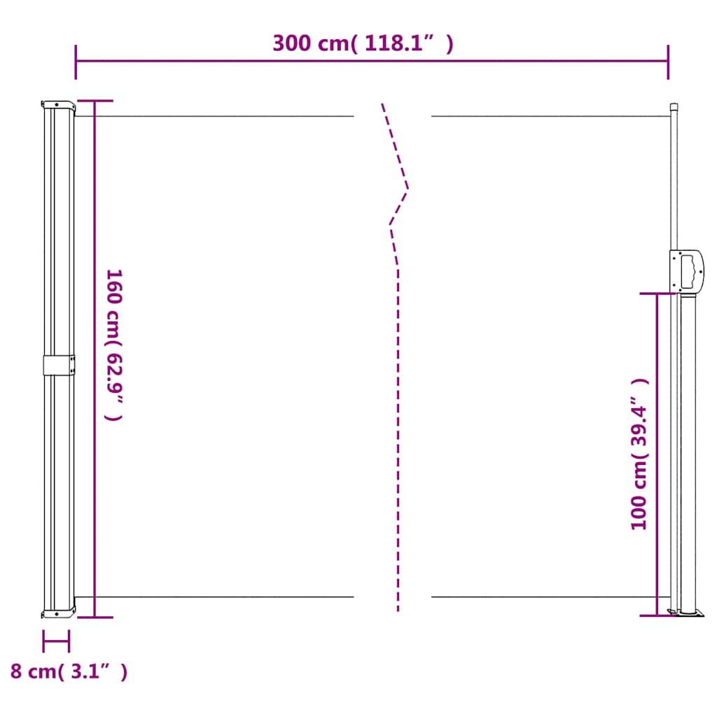 Tenda da Sole Laterale Retrattile Beige 160x300 cm | homemem39