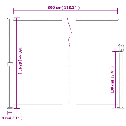 Tenda da Sole Laterale Retrattile Tortora 160x300 cm