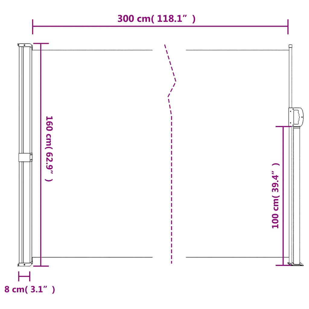 Tenda da sole laterale retrattile antracite 160x300 cm | homemem39