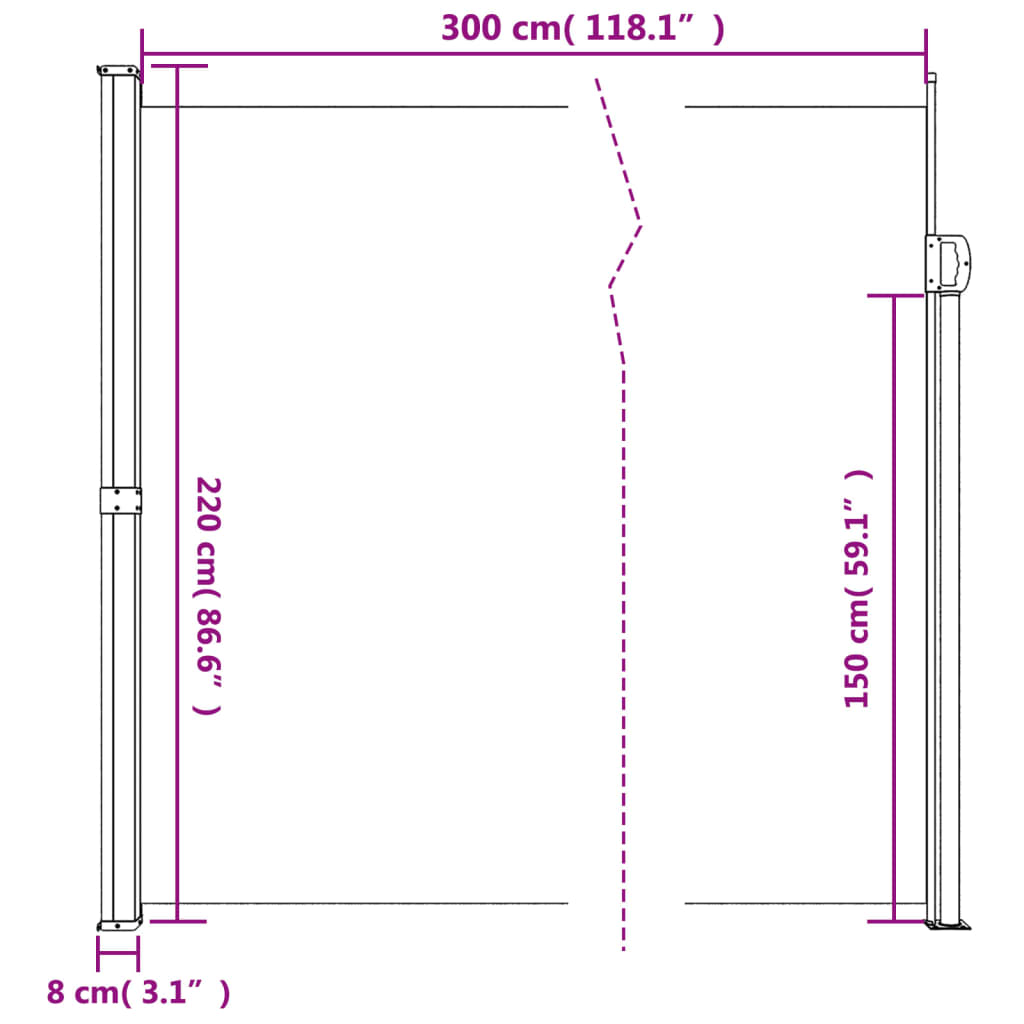 Tenda da Sole Laterale Retrattile Blu 220x300 cm