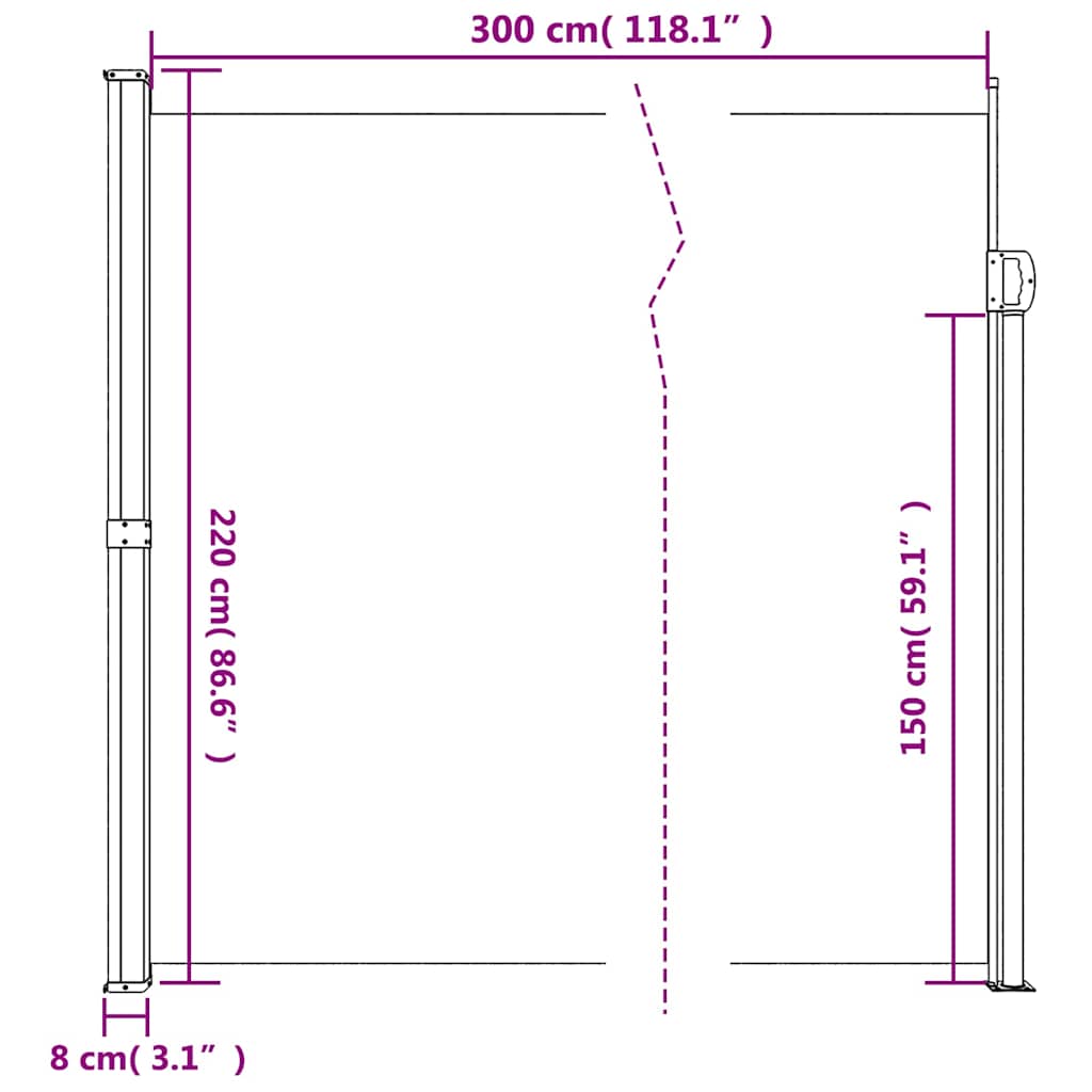 Tenda da sole laterale retrattile antracite 220x300 cm | homemem39