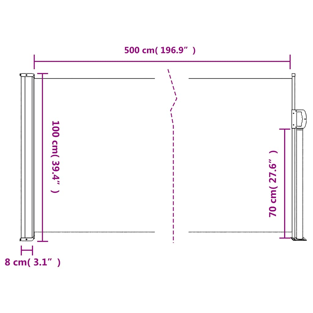Tenda da Sole Laterale Retrattile Nera 100x500 cm | homemem39