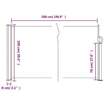 Tenda da Sole Laterale Retrattile Marrone 100x500 cm | homemem39