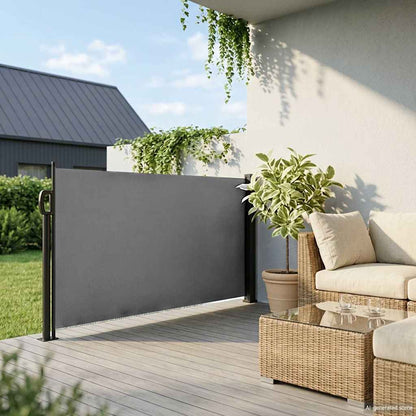 Tenda da sole laterale retrattile antracite 100x500 cm | homemem39