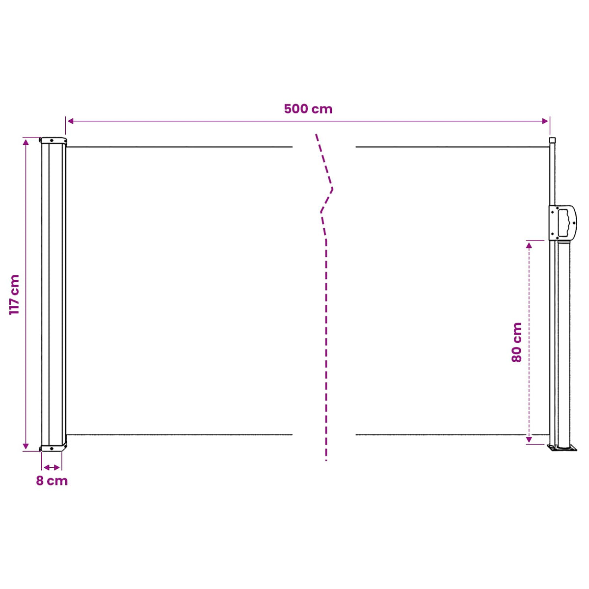Tenda da Sole Laterale Retrattile Marrone 120x500 cm
