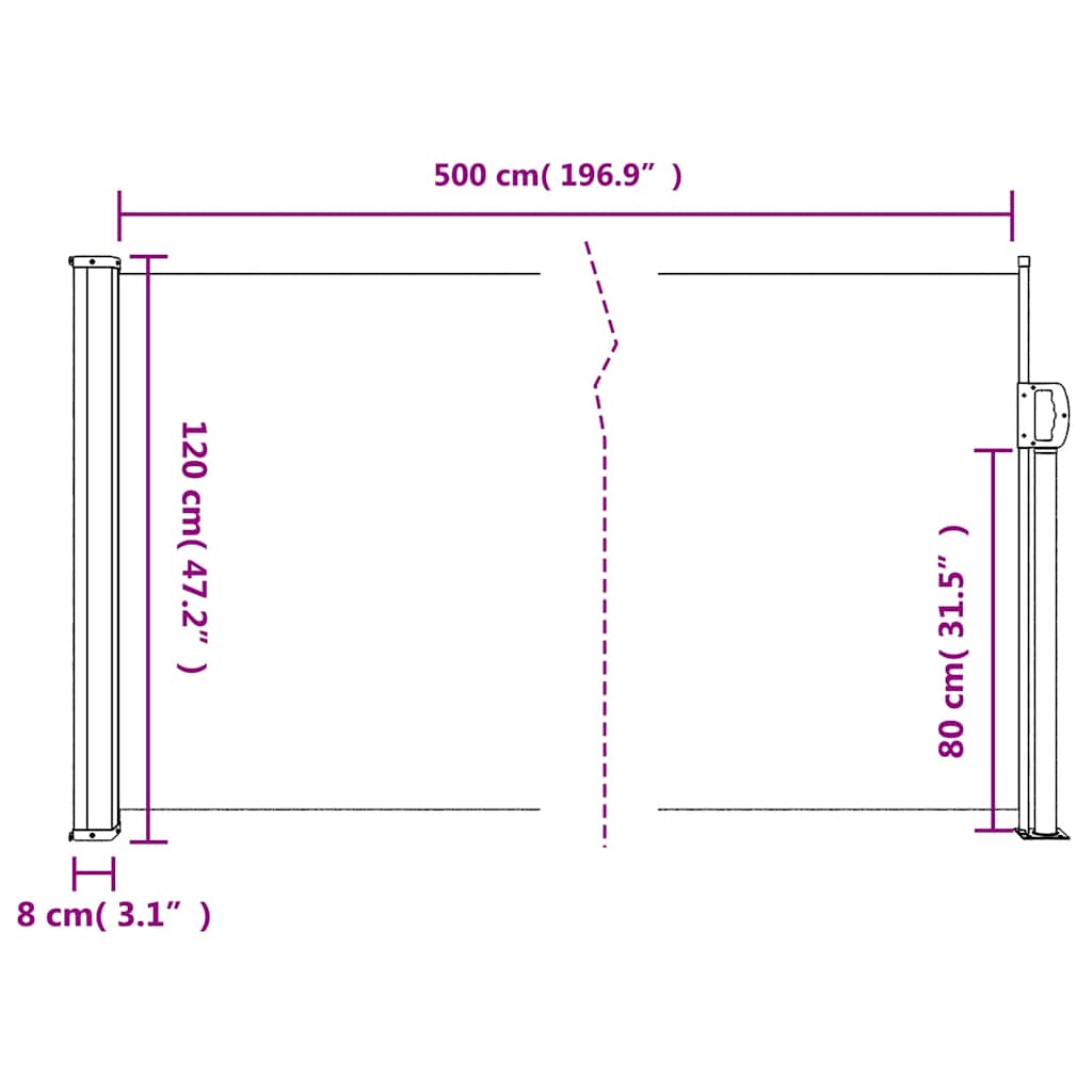Tenda da Sole Laterale Retrattile Tortora 120x500 cm | homemem39
