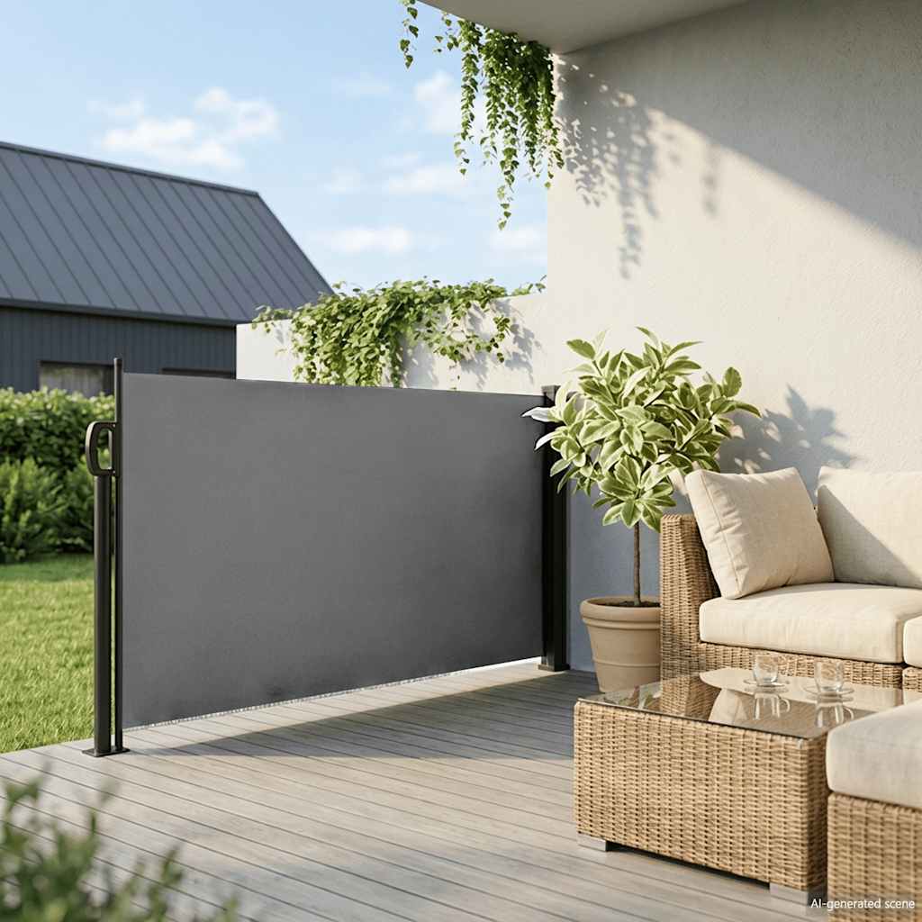 Tenda da sole laterale retrattile antracite 140x500 cm | homemem39