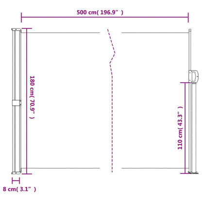 Tenda da Sole Laterale Retrattile Tortora 180x500 cm