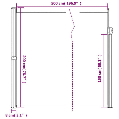 Tenda da Sole Laterale Retrattile Bianco 200x500 cm | homemem39