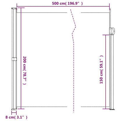 Tenda da Sole Laterale Retrattile Tortora 200x500 cm | homemem39