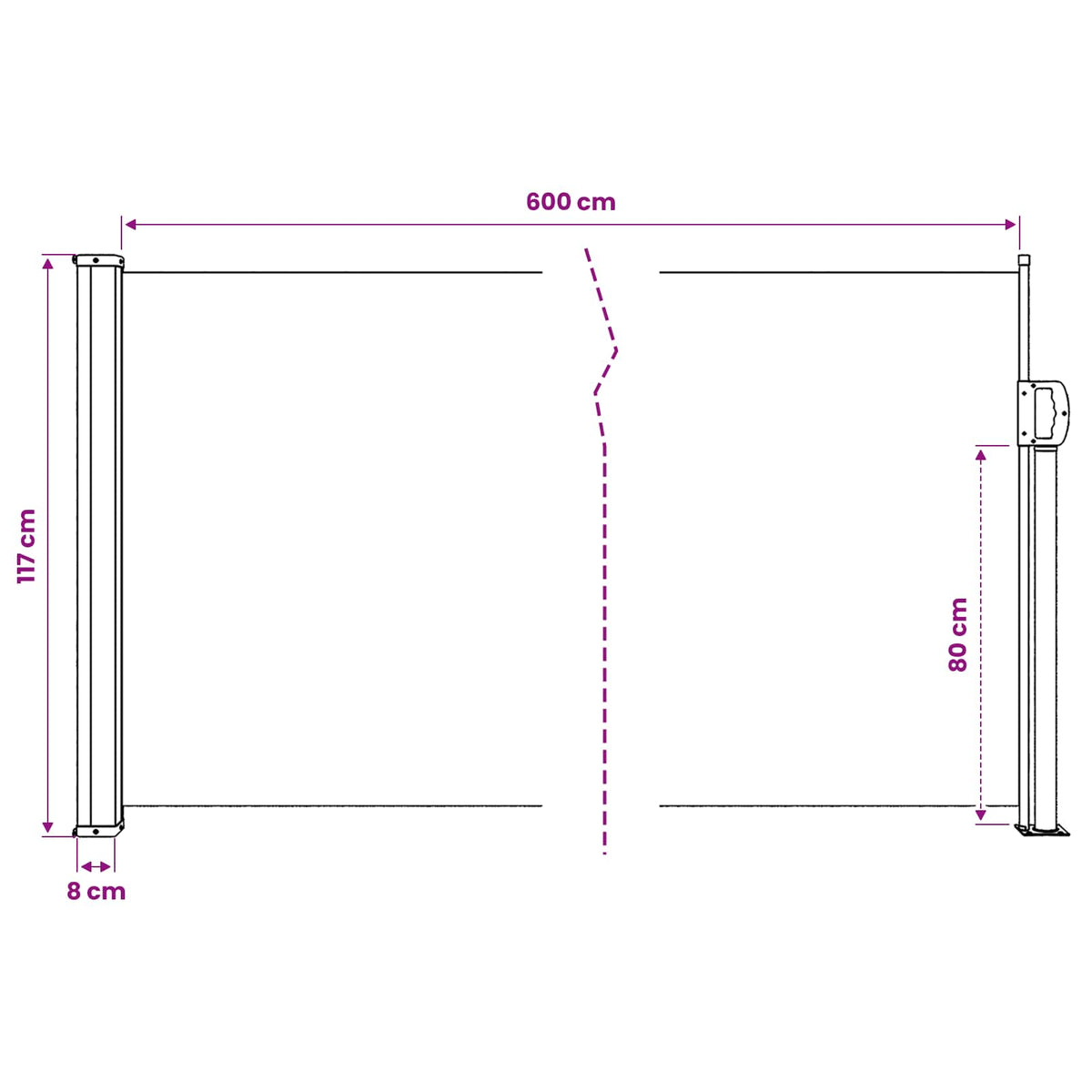 Tenda da Sole Laterale Retrattile Beige 120x600 cm