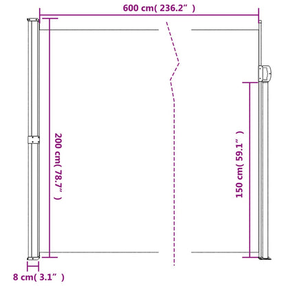 Tenda da Sole Laterale Retrattile Blu 200x600 cm