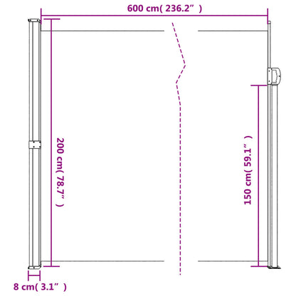 Tenda da Sole Laterale Retrattile Verde Scuro 200x600 cm