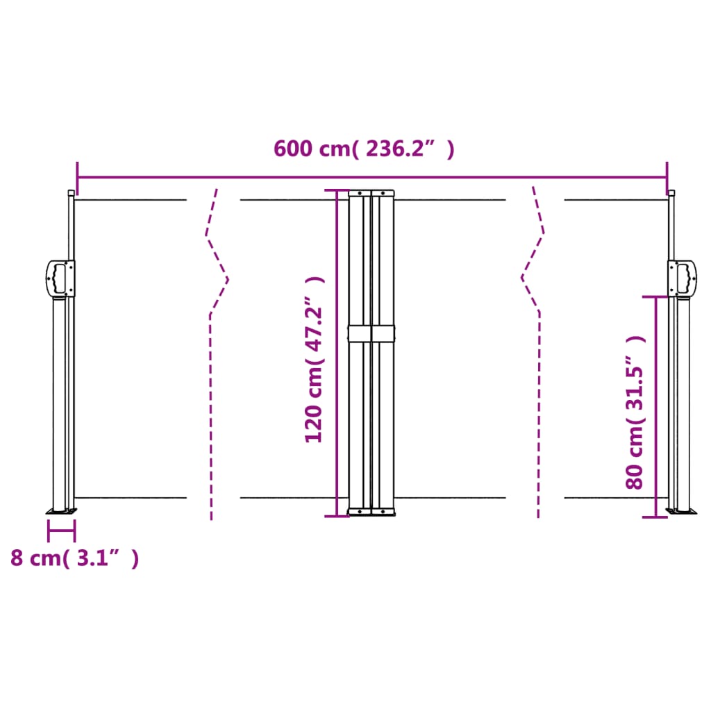 Tenda da Sole Laterale Retrattile Blu 120x600 cm