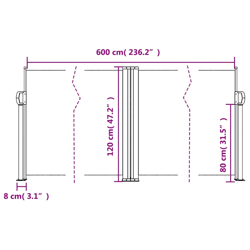 Tenda da Sole Laterale Retrattile Tortora 120x600 cm | homemem39