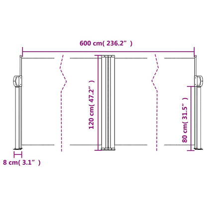 Tenda da Sole Laterale Retrattile Tortora 120x600 cm | homemem39