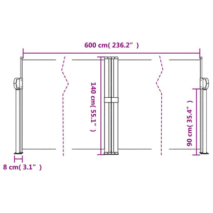 Tenda da Sole Laterale Retrattile Nera 140x600 cm | homemem39