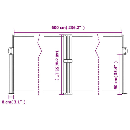 Tenda da Sole Laterale Retrattile Marrone 140x600 cm | homemem39