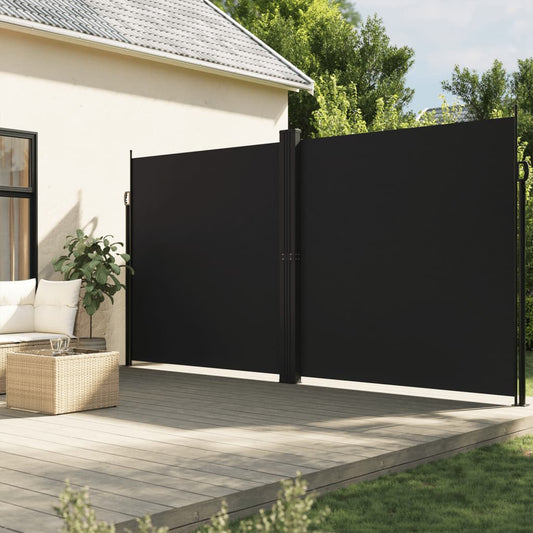 Tenda da Sole Laterale Retrattile Nera 200x600 cm | homemem39