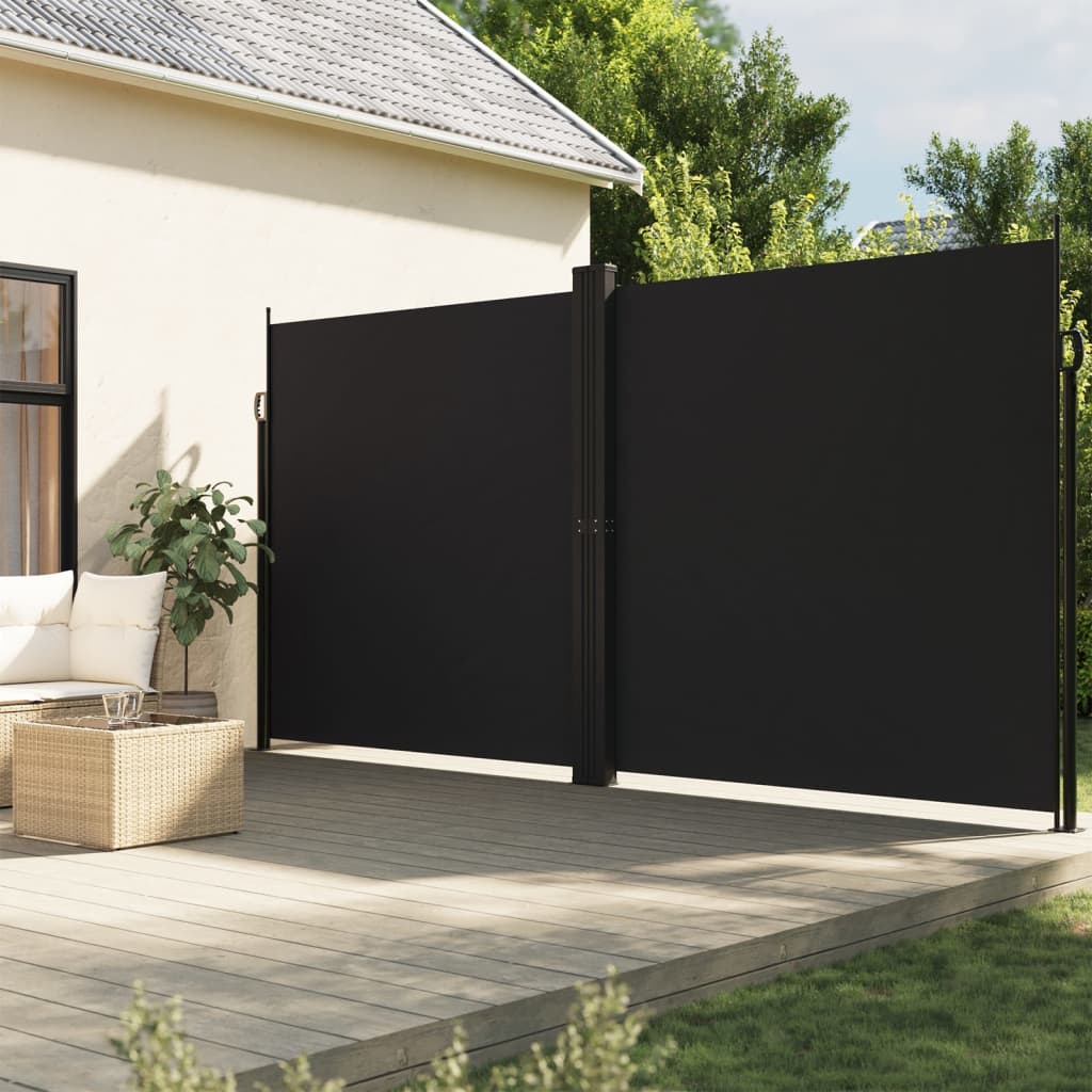 Tenda da Sole Laterale Retrattile Nera 220x600 cm | homemem39