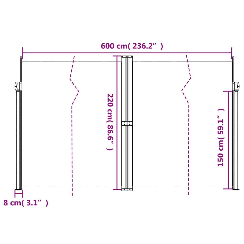 Tenda da Sole Laterale Retrattile Blu 220x600 cm | homemem39
