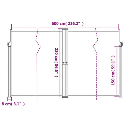 Tenda da Sole Laterale Retrattile Marrone 220x600 cm | homemem39