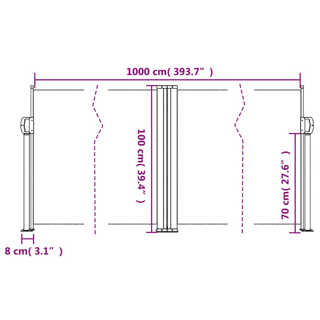 Tenda da Sole Laterale Retrattile Blu 100x1000 cm | homemem39