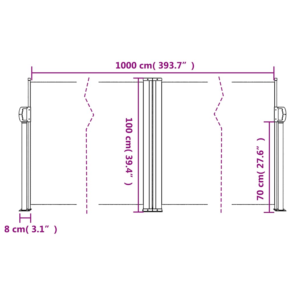 Tenda da Sole Laterale Retrattile Rossa 100x1000 cm | homemem39