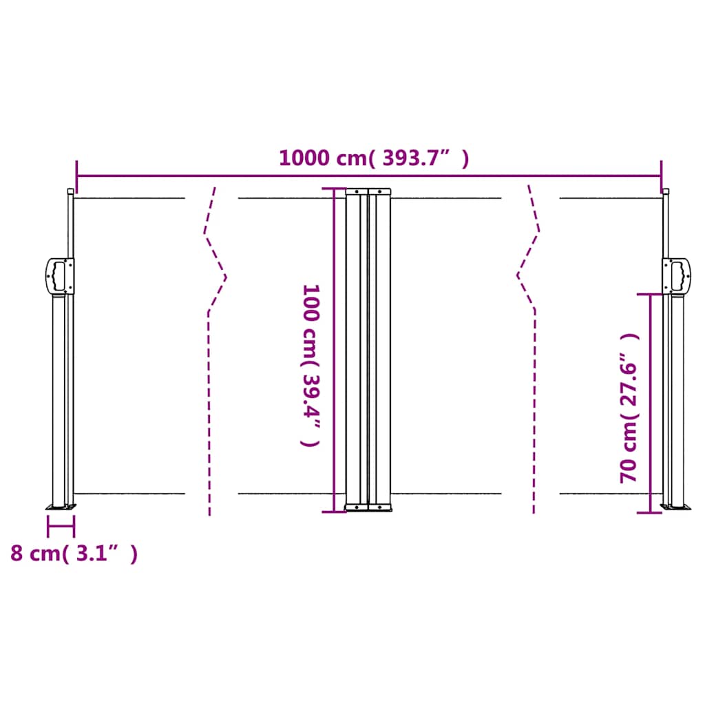 Tenda da Sole Laterale Retrattile Marrone 100x1000 cm | homemem39